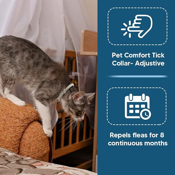 fcesiweg Flea Collar for Cats, Tick Collars for Cats,8 Months Protection,Plant Ingredients, Cat Flea Tick Collar -2P