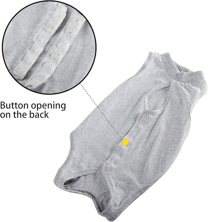 Cat Recovery Suit for Male and Female Surgical Post Surgery Soft Cone Onesie Shirt Clothes Neuter Licking Protective Diapers Outfit Cover Kitten Spay Collar(S, White)