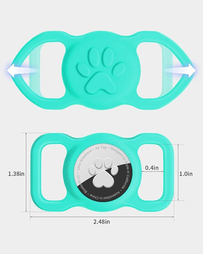 Dynmeow Dog Cat Collar Holder Compatible with Airtag, Anti-Lost Silcione Holder for 3/4-1" inch Wide Collar, Turquoise, M(1 Pack)