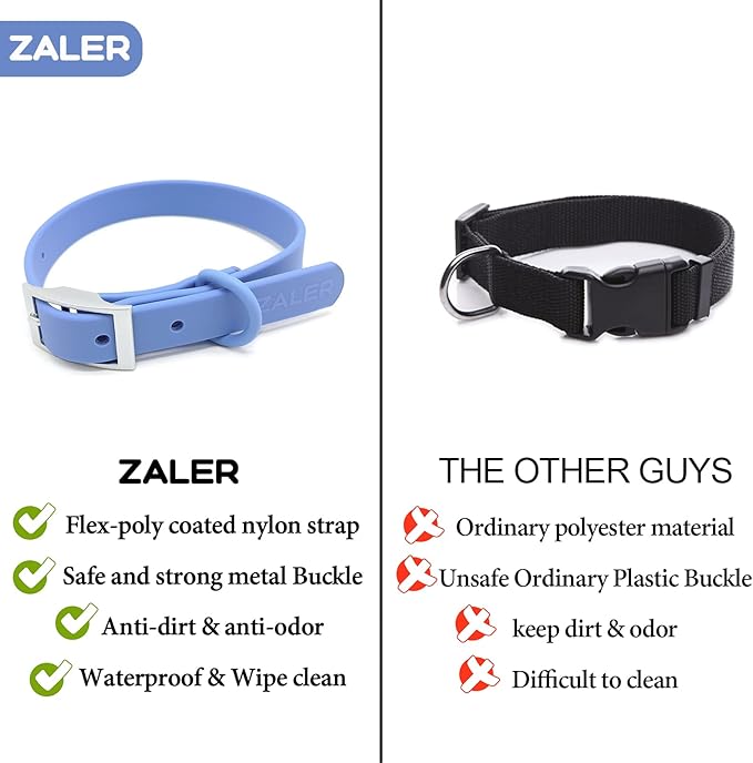ZALER Waterproof Dog Collar, Adjustable Odor Proof Dog Collars Easy to Clean, Soft Comfortable Pet Collars for Large, Medium Small Dogs (XS, Blue, 1pc)