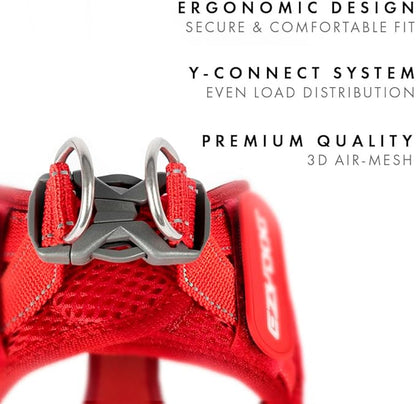 EzyDog FORMFIT Dog Harness for Small Sized Dog - All Weather Breathable Mesh Small Dog Harness with Reflective Trim, Easy Hook & Loop Closure, Sturdy Buckle, & D-Ring (Red, 2XS)