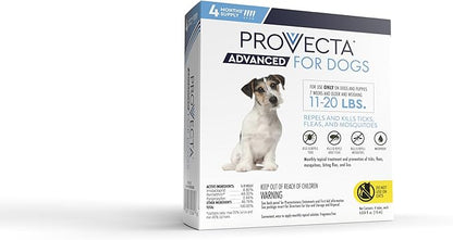 Provecta® Advanced for Dogs Flea and Tick Topical Treatment for Medium Dogs (11–20 lbs), 4-Month Supply