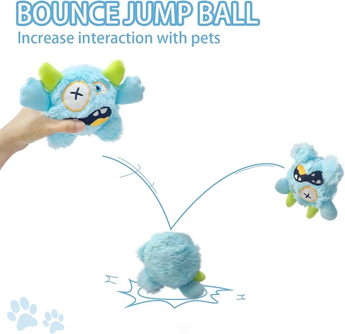 FCCUM Squeaky Plush Pet Toy Ball, Dental Care, Skin-Friendly and Soft and Relieve Stress,Dog Training Interactive Pet Cute Plush Fashionable Toy Ball (Sky Blue,Large)