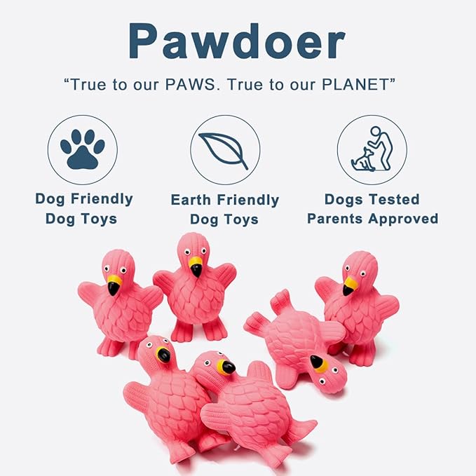 Pawdoer Squeaky Dog Toys for Medium Dogs, Soft Latex Squeaky Dog Ball, Cute Funny Squeak Flamingo Pet Toys