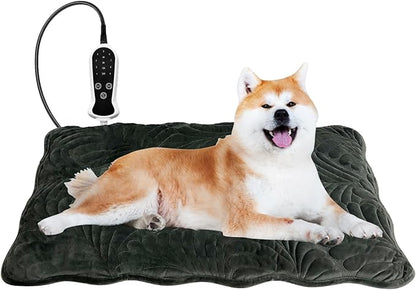 Quwzayail Large Dog Heating Pad,pet Heating Pad, Whelping Supplies Heated Dog Bed, 9 Gears and time Settings with Automatic Shut-Off (34.0" Lx 21.0" W x 0.5" Th, Dark Grey)