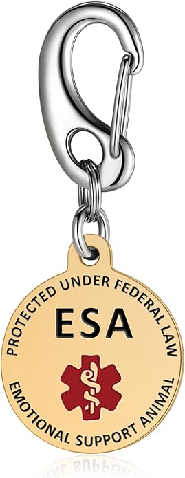 Leash King Service Dog Tag/ESA Animal Tag - Double Sided with Federal Protection & Red Medical Alert Symbol| Easily Attach to Collar, Harness, Vest | Service Dog Identification Tag