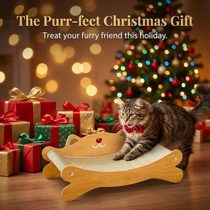 RizzQi Cat Scratcher Bed for Indoor Cats Hammock for Scratch Pad Cat Scratching Post 40 lbs Weight Capacity 23.2″ Large Cats Scratcher Lounge, Wooden Modern Cat Scratcher Furniture