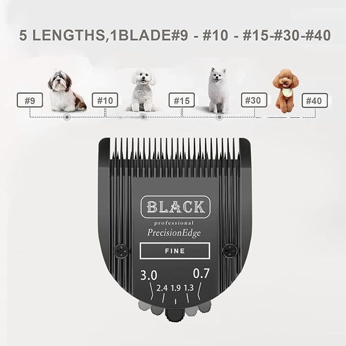 Adjustable 5 in 1 Blades Compatible with WAHL Arco,Bravura .Chromado，Creativa，Figura Dog Clippers for Dogs Grooming(Black/3PC)