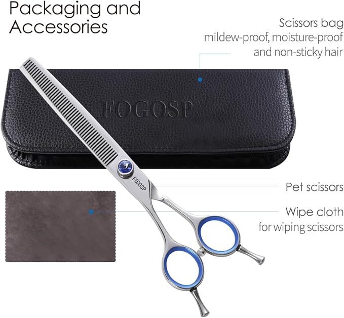 Left Handed Thinning Shears for Dogs 7in Professional Dog Thinning Shears for Grooming 56 Teeth Dog Grooming Scissors for Pet Cat Japanese 440C Stainless Steel(7.0'' Blending)