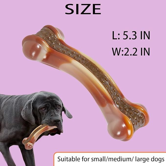 Dog Bones Chew Toys for Aggressive Chewers, 6 Pack Real Chicken Flavor,Indestructible Dog Teething Chew Toys for Large/Medium/Small Breed,Tough Toy with Durable Nylon