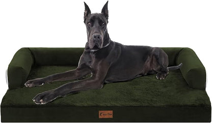 Casa Paw Orthopedic XXL Dog Beds, Waterproof Egg Crate Foam Big Pet Bed for All Breed Sized Dogs 53x42Inch, Washable Extra Large Dog Couch Bed with Removable Cover and Non-Slip Bottom, Olive Green