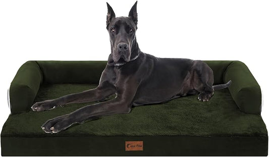 Casa Paw Orthopedic XXL Dog Beds, Waterproof Egg Crate Foam Big Pet Bed for All Breed Sized Dogs 53x42Inch, Washable Extra Large Dog Couch Bed with Removable Cover and Non-Slip Bottom, Olive Green