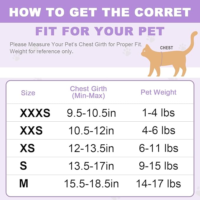 Cat Harness and Leash Set,Escape Proof Kitten Harness,Step in Adjustable Soft Lightweight,Easy Control,Reflective Strips Comfortable for Walking Travel(Orange,XXXS)