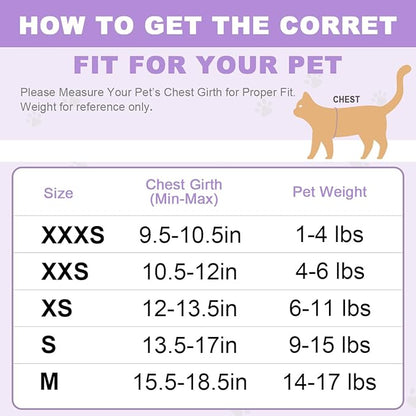 Cat Harness and Leash Set,Escape Proof Kitten Harness,Step in Adjustable Soft Lightweight,Easy Control,Reflective Strips Comfortable for Walking Travel(Orange,XXXS)