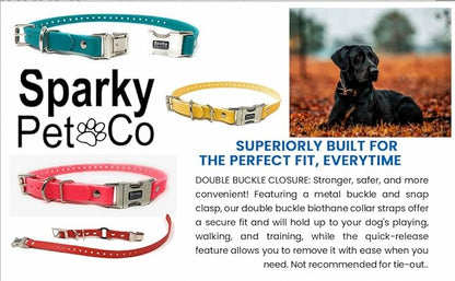 Sparky Pet Co - Apollo ECollar Replacement Strap - Dog Collar - Waterproof Biothane - Adjustable - Double Buckle - Quick Snap Metal Clasp - for Invisible Fence Systems - 3/4" x 28" (Red)