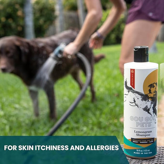 Gou Gou Pets Holistic, Natural and Clean Pet Care Lemongrass Shampoo: Veterinarian Recommended - Hydrate Your Pet’s Coat With Our Hypoallergenic Shampoo For Dogs, Cats and Horses - Made in USA - 16 oz