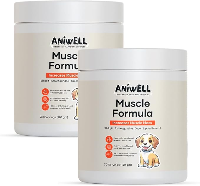 Muscle & Vitality Formula for Dogs with Ashwagandha, Shilajit, Green Lipped Mussel & Glucosamine | Pack of 2