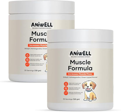 Muscle & Vitality Formula for Dogs with Ashwagandha, Shilajit, Green Lipped Mussel & Glucosamine | Pack of 2
