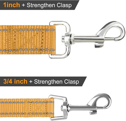Joytale Double-Sided Reflective Dog Leash, 4 FT, Padded Handle Nylon Heavy Duty Leashes for Small & Medium Dogs Walking, Khaki