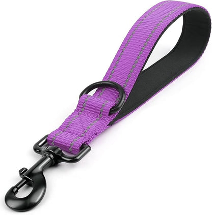 Joytale Strong Short Dog Leash 1FT, 1.2 Inch Wide, Heavy Duty, Padded Handle for Traffic Control, Reflective Leash for Medium and Large Dogs Walking Training, Purple