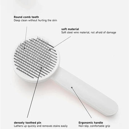 Cat Grooming Brush Slicker Brush for Pet Self Cleaning Hair Removal with Stainless Steel Needles Shedding & De-Matting Tool Hair Remover for Pet Dogs Cats (White)