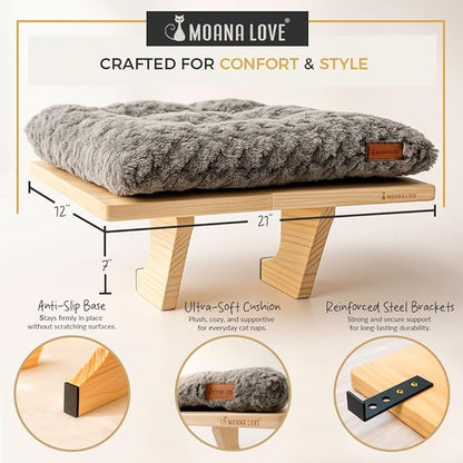 Moana Love Cat Window Bed - Cozy Window Perch for Cats Inside - Stylish Cat Furniture with Soft Cushion, Perfect Kitten Bed & Cama para Gatos for Sunbathing, Hamaca para Gatos
