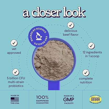 Premium 12-in-1 Multivitamin Powder for Dogs Food Topper – Daily Scoop Multivitamin Dog Supplement for Joints, Digestion, Skin, Heart & Immunity – Probiotics, Collagen, Glucosamine, Mushrooms–7.3oz