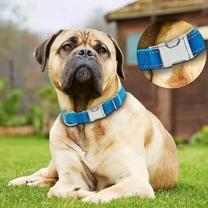 Love Dream Reflective Dog Collar with Metal Buckle, Adjustable Safety Nylon Dog Collars with Heavy Duty Quick Release Buckle for Small Medium Large Dogs, Pet Collar with ID Tag Ring