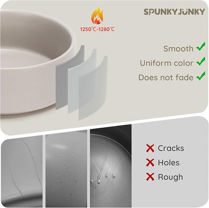 SPUNKYJUNKY 13.5OZ Ceramic Dog and Cat Bowl, Modern Cute Weighted Food Water Bowl for Replacement Grey (1 Pack)