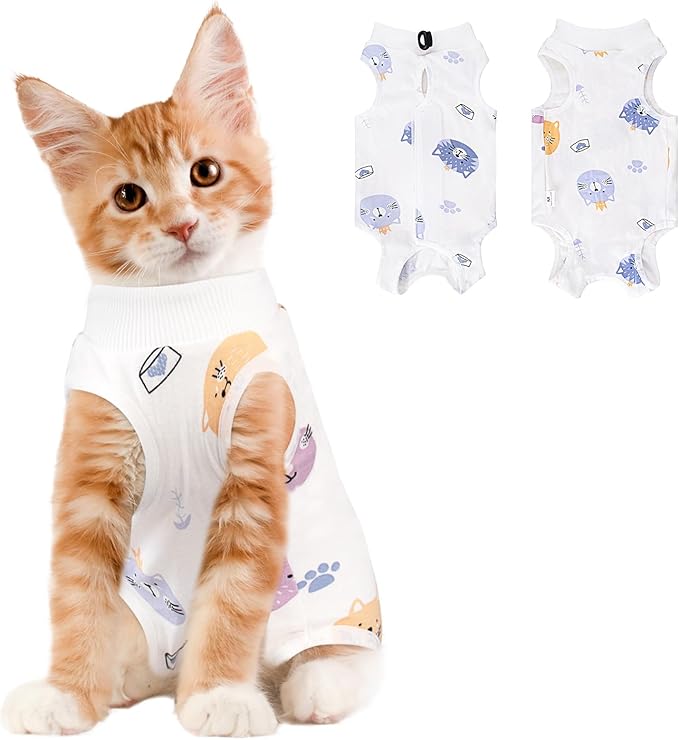 Coppthinktu Cat Recovery Suit Female, Breathable Cat Onesie After Surgery Female for Abdominal Wounds or Skin Diseases, Surgery Recovery Suit Kitten Surgical Onesie After Spay Wear Anti Licking