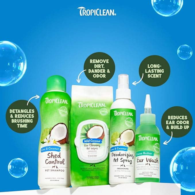 TropiClean Deshedding Cat & Dog Conditioner, Puppy & Kitten Safe, Reduces & Softens Coat, Lime & Coconut Scent, Made in the USA, 1 gallon