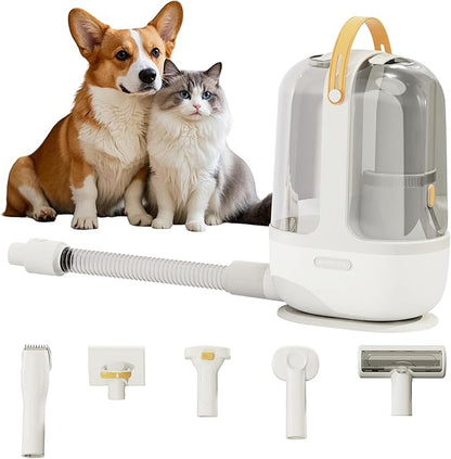 Pet Grooming Vacuum Kit - Cat & Dog Grooming Kit for Easy Pet Care at Home & Outdoor, 12000 Pa Powerful Suction， 8000mAh Vaccum Cleaner - Includes Clippers, Brush, Nail Trimmer Grinder