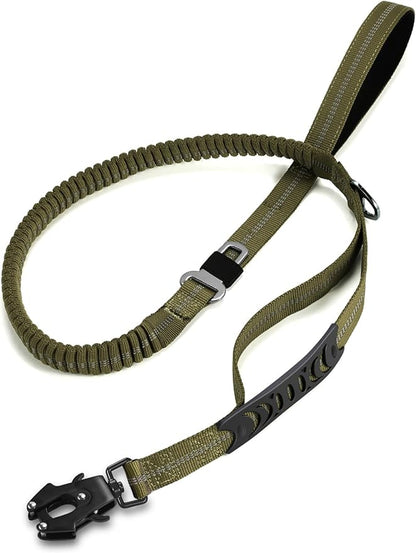 TINMARDA Heavy Duty Dog Leash with 2 Padded Handles & Advanced Easy Metal Clip, 4-6FT Shock Absorbing No Pull Dog Leashes for Medium Large Dogs That Pull (Army Green)