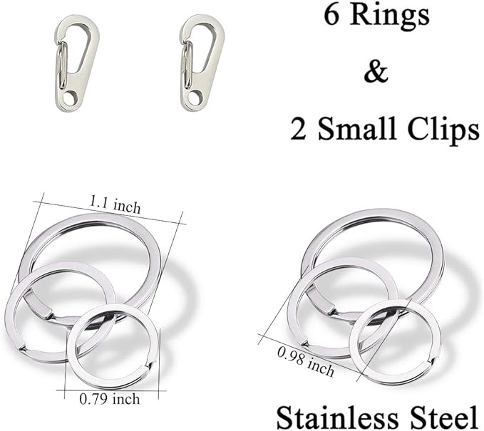 Dog Tag Clips / 2 Pack/Multiple Size 304 Stainless Steel Quick Clip with Rings/Easy Change Dog Cat ID Tag Holder for Small pet Collars and Harnesses.(2 Small Grey)