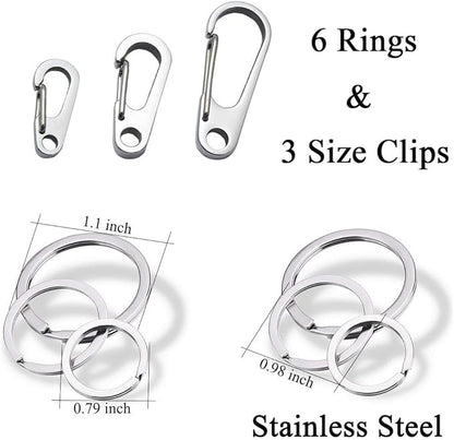 Dog Tag Clips/Multiple Size 304 Stainless Steel Quick Clip with Rings/Easy Change Pet ID Tag Holder for Small/Medium/Large Dog Cat Collars and Harnesses.(3 Pack)
