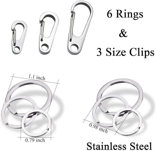 Dog Tag Clips/Multiple Size 304 Stainless Steel Quick Clip with Rings/Easy Change Pet ID Tag Holder for Small/Medium/Large Dog Cat Collars and Harnesses.(3 Pack)