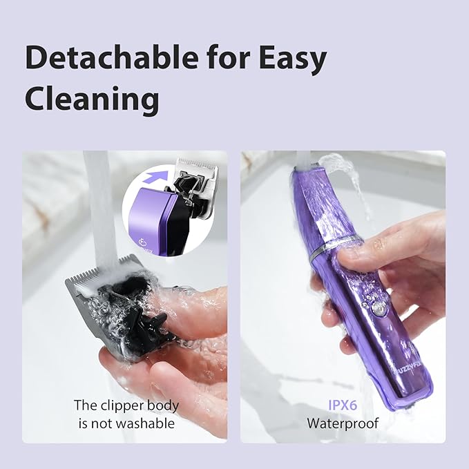 FuzzyFix Dog Grooming Kit, Dog Clippers for Grooming for Thick Curly Coats, Professional Pet Hair Shaver Paw Trimmer Cordless Rechargeable Low Noise for Dogs Cats Animals Face Ear