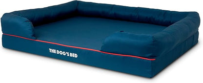 The Dog’s Bed Orthopedic Dog Bed XL Oxford Blue with Red Trim, Memory Foam, Pain Relief: Arthritis, Post Surgery, Lameness, Supportive, Waterproof Washable Cover, Veterinary Approved