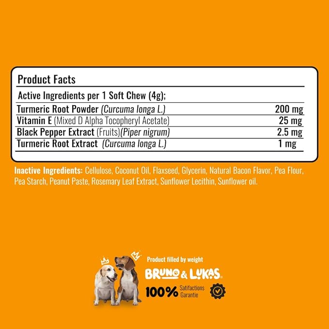 Turmeric Treats for Dogs – Turmeric Curcumin Supplement with MSM, Coconut Oil & Vitamin E – Hip & Joint Support Supplement for Pain Relief, Arthritis, Mobility & Anti-Inflammatory for Dogs – 90 Chews