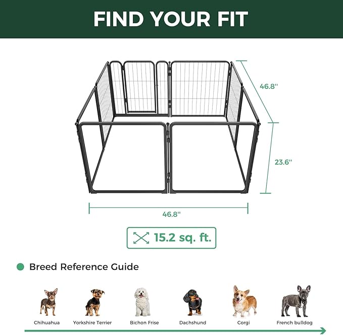 FXW Acrylic & Wire Mesh Indoor Dog Playpen, Heavy Duty 24 Inch 8 Panels Metal Dog Pen for Puppy and Small Dogs, Black│Patented