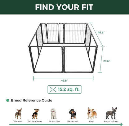 FXW Acrylic & Wire Mesh Indoor Dog Playpen, Heavy Duty 24 Inch 8 Panels Metal Dog Pen for Puppy and Small Dogs, Black│Patented