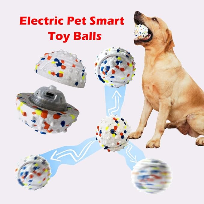 CAISHOW Dog Ball Squeak Toys (Vibrating Ball White)