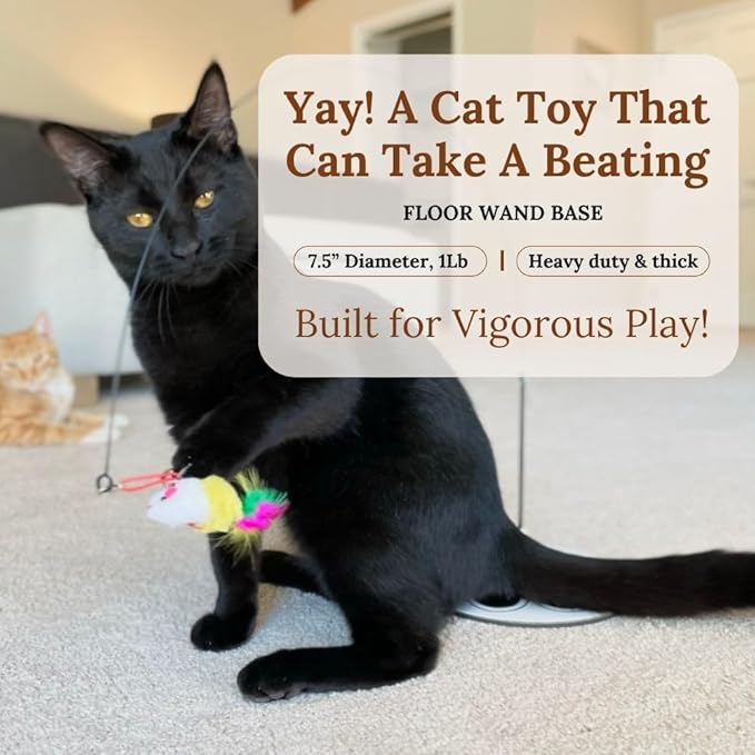 GADGETSOLOGY Cat Wand Toy Cat Fishing Pole Toy Cats Feather Toys Suction Cup for Indoor Cats Teaser Wand Feather Attachments Multisurface Base