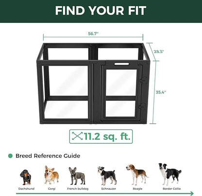 FXW AuraSpace Acrylic Indoor Dog Playpen for Medium Dogs, 35 Inch, 6 Panels, Black
