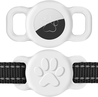 Dynmeow Dog Cat Collar Holder Compatible with Airtag, Anti-Lost Silcione Holder for 3/8 and 5/8 Inch Wide Collars, White, S(1 Pack)