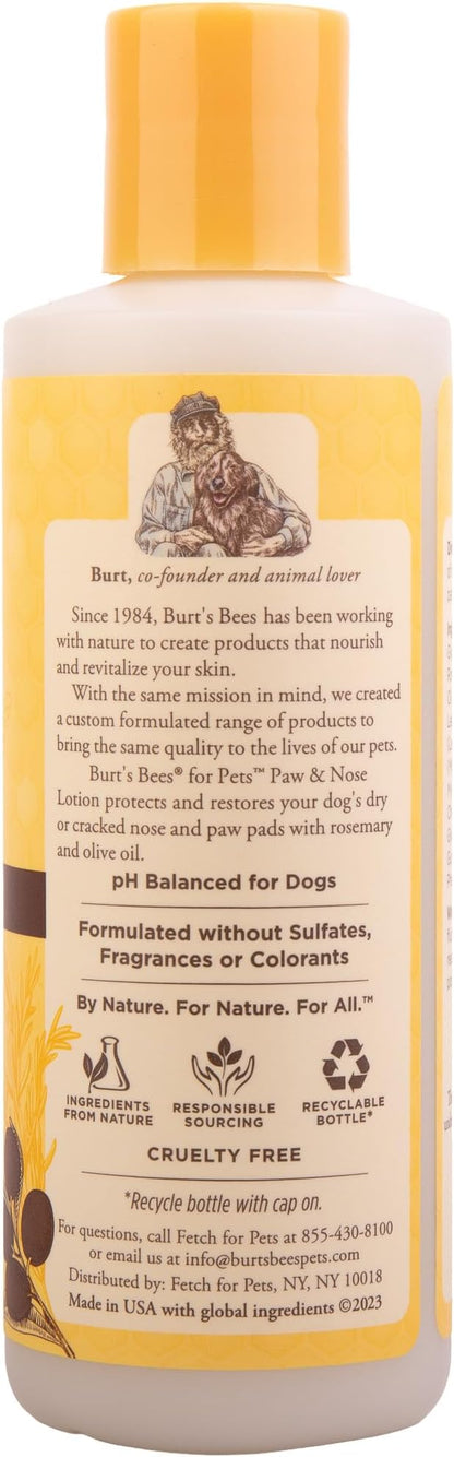 Burt's Bees for Pets Paw and Nose Lotion with Rosemary and Olive Oil, 99.7% Natural Origin Formulas, Dog Paws and Pad Moisturizer, Canine Nose Soothing Formula, 2pk, 4oz