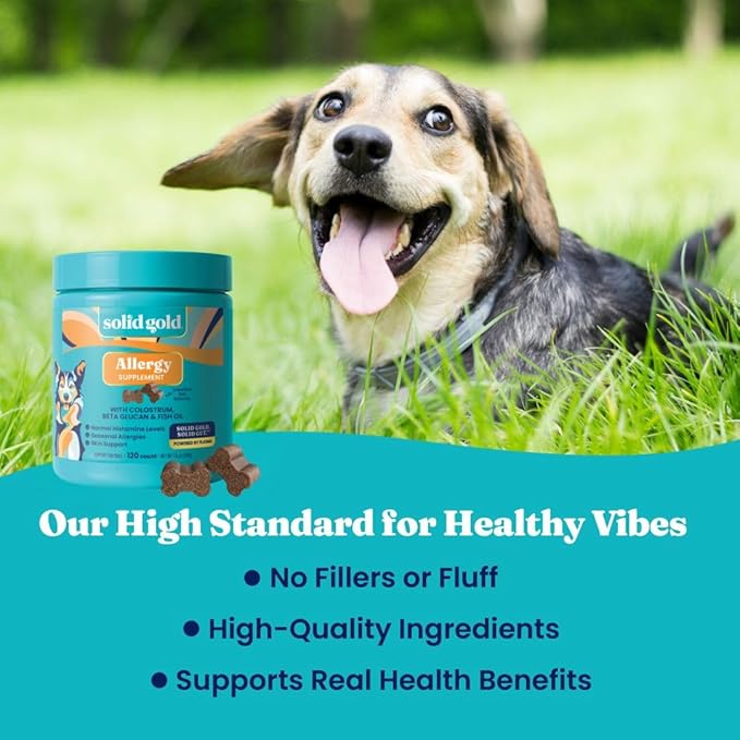 Solid Gold Dog Allergy Relief Chews - Dog Itching Skin Relief & Seasonal Allergies Support - Alaskan Salmon Oil for Dogs Skin, Coat & Immune Support - Bacon Flavor Soft Allergy Chews for Dogs -120ct