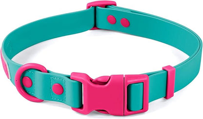 Wolfone Waterproof Adjustable Dog Collar for Small Medium Large Dogs Comfort Sturdy Odor Proof Easy Clean with Quick Release Buckle（Viridian Green Large）
