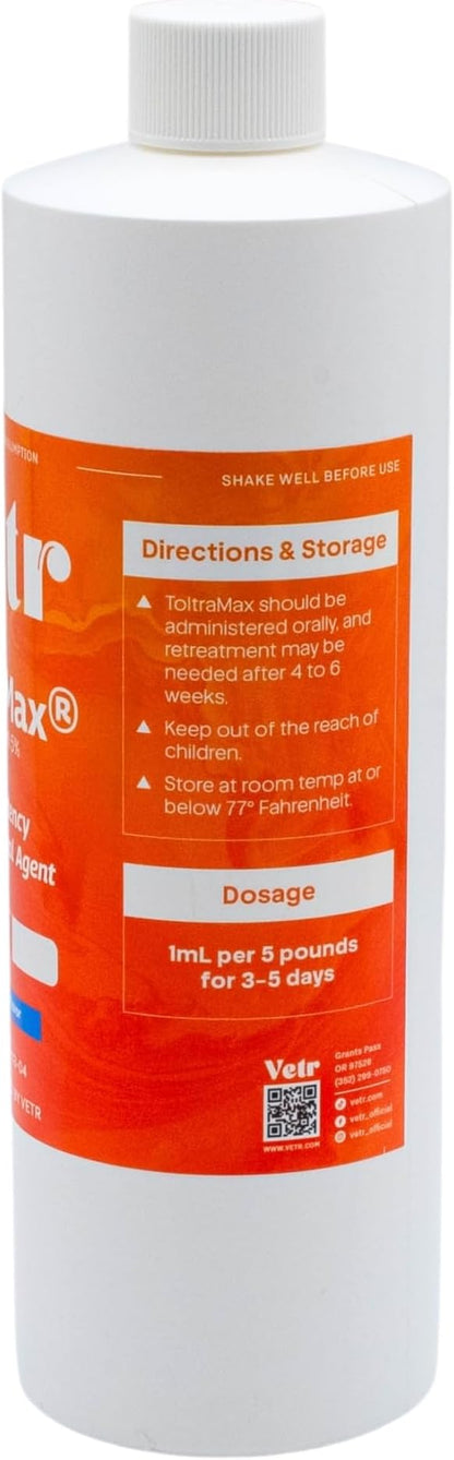 ToltraMax Toltrazuril 5.0% for Horses, Dogs, Cats, 500mL/16.9 Ounce, for Non-Food Chain Animals, Chicken