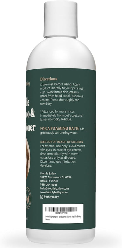 Doodle Shampoo and Conditioner - Best Dog Shampoo for Goldendoodle, Poodles, Doodle Breeds - for Curly & Wavy Coats - Natural Ingredients - Made in USA 16 Fl Oz